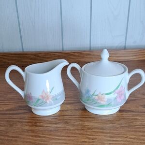 Floral Creamer and Sugar Bowl Set